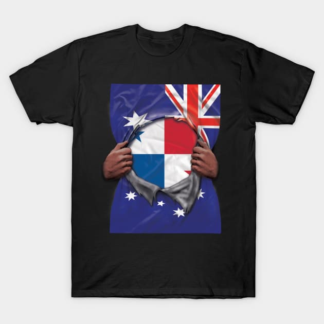 Panama Flag Australian Flag Ripped - Gift for Panamanian From Panama T-Shirt by Country Flags